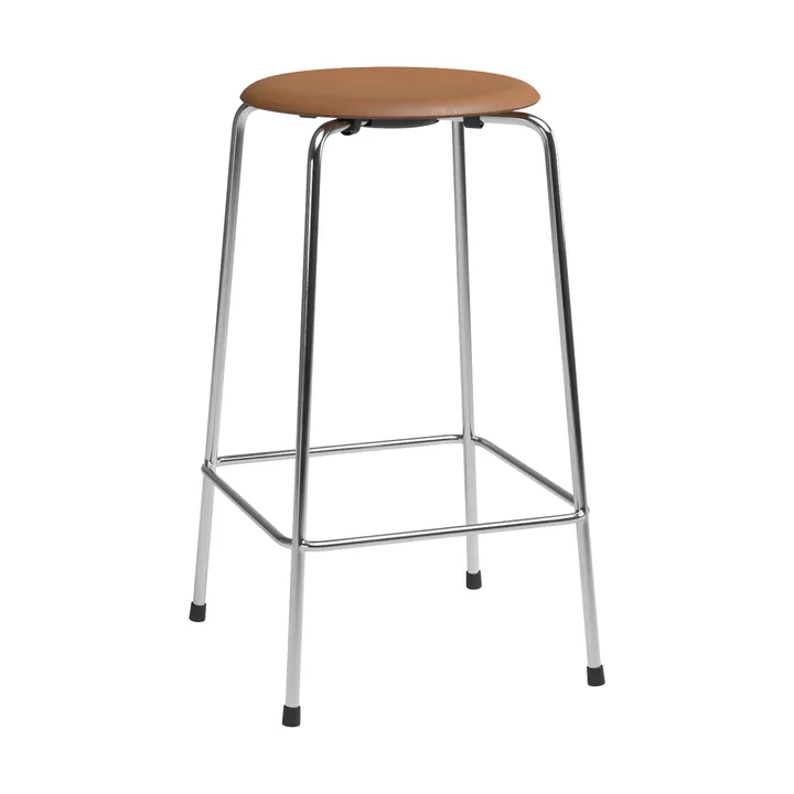 High Dot counter stool 4 legs - Essential walnut leather-chrome - Fritz Hansen