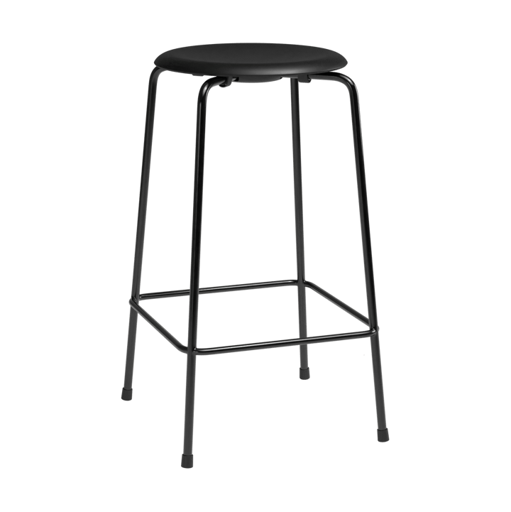 High Dot counter stool 4 legs - Intense leather black-black steel - Fritz Hansen