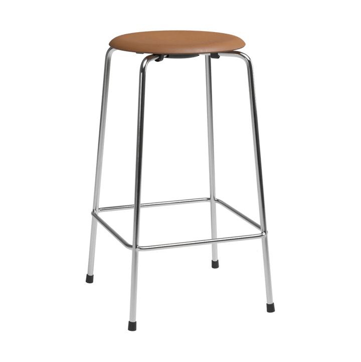 High Dot counter stool 4 legs - Wild leather walnut-chrome - Fritz Hansen