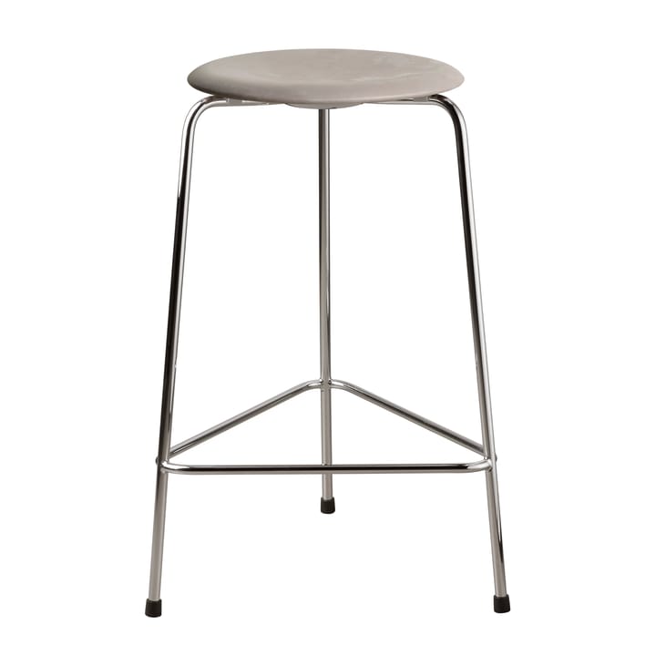 High Dot stool leather - Lava grey-chrome - Fritz Hansen
