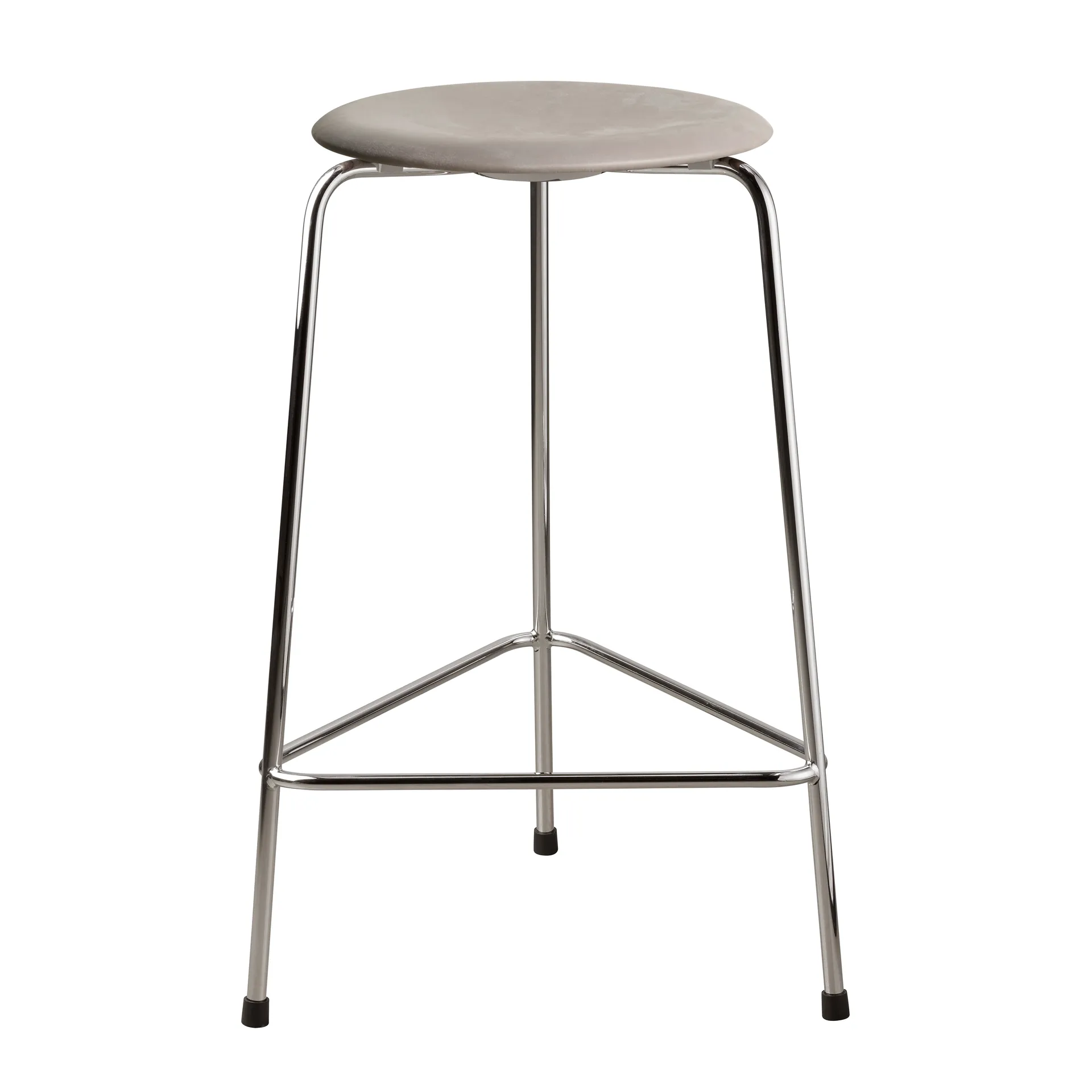 High Dot stool leather, Lava grey-chrome Fritz Hansen
