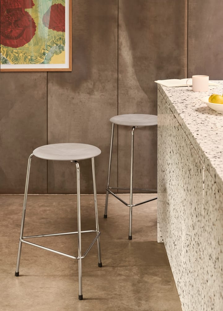 High Dot stool leather, Lava grey-chrome Fritz Hansen