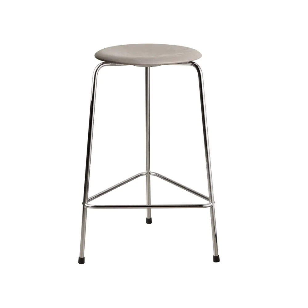 High Dot stool leather, Lava grey-chrome Fritz Hansen