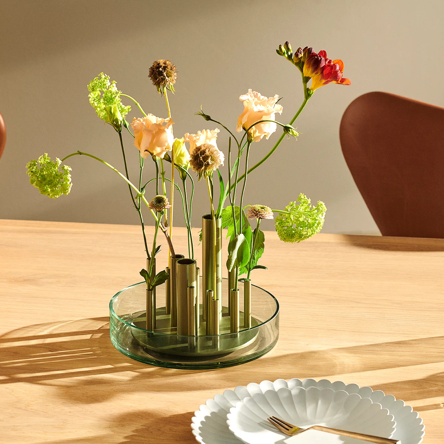 Ikeru vase Forest green, low Fritz Hansen