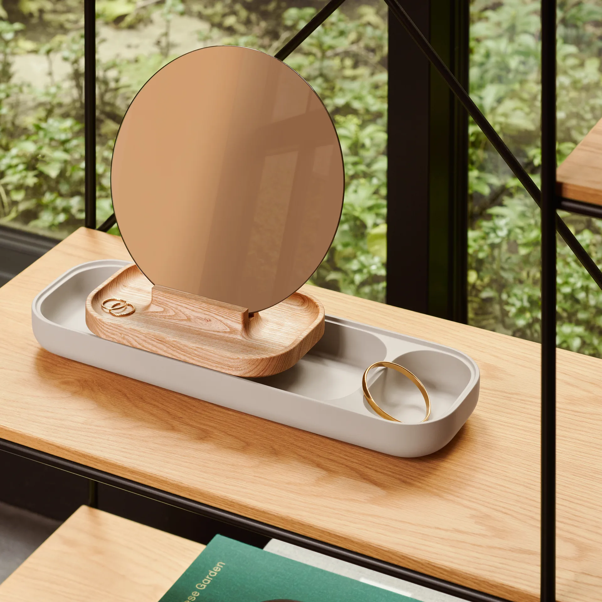 Slide storage with mirror, Ash-concrete Fritz Hansen