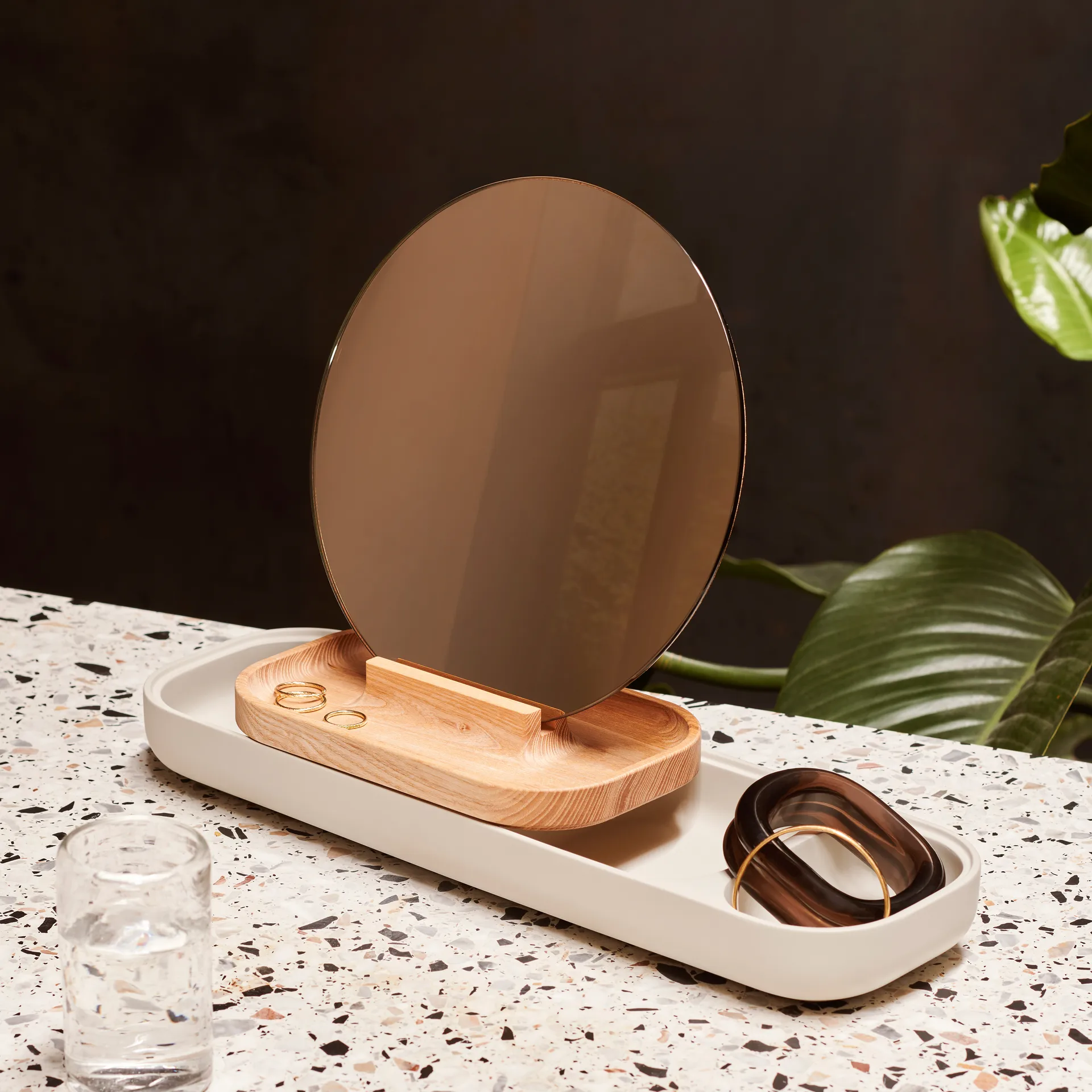 Slide storage with mirror, Ash-concrete Fritz Hansen