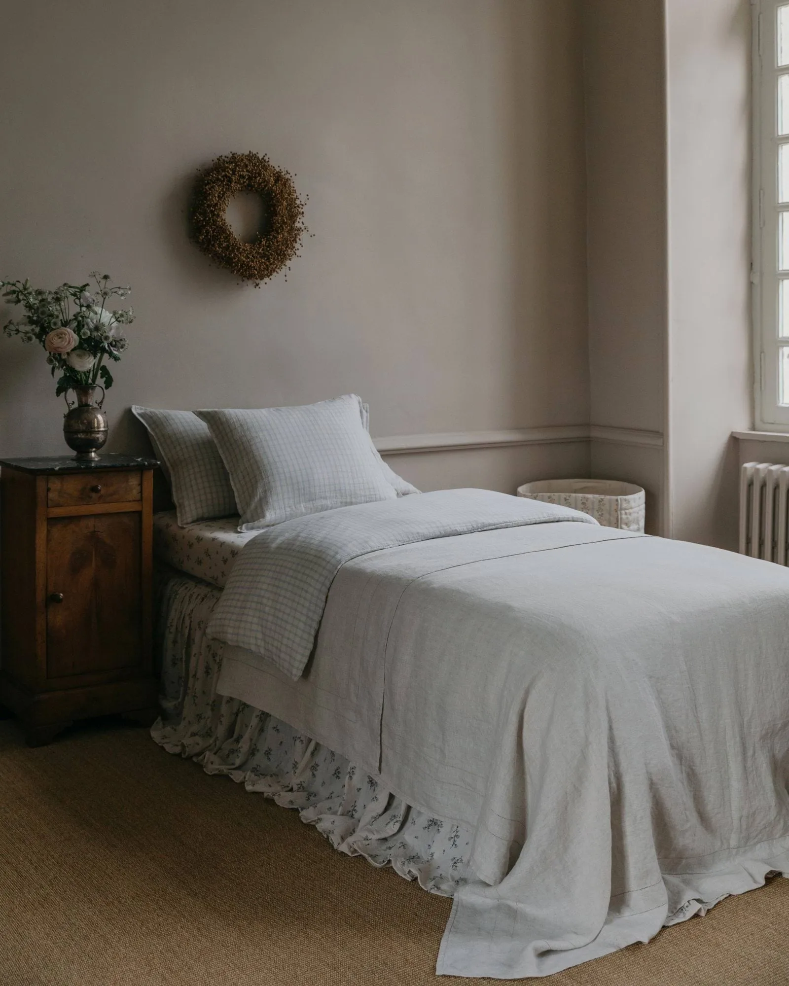 Gingham Sky Blue Muslin duvet cover, 135x200 cm Garbo&Friends