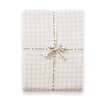 Gingham Sky Blue Muslin Fitted Sheet - 160x200x30 cm - Garbo&Friends