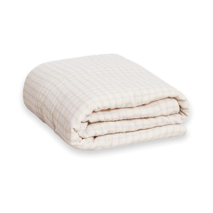 Gingham Sky Blue Muslin Padded Blanket, 100x140 cm Garbo&Friends