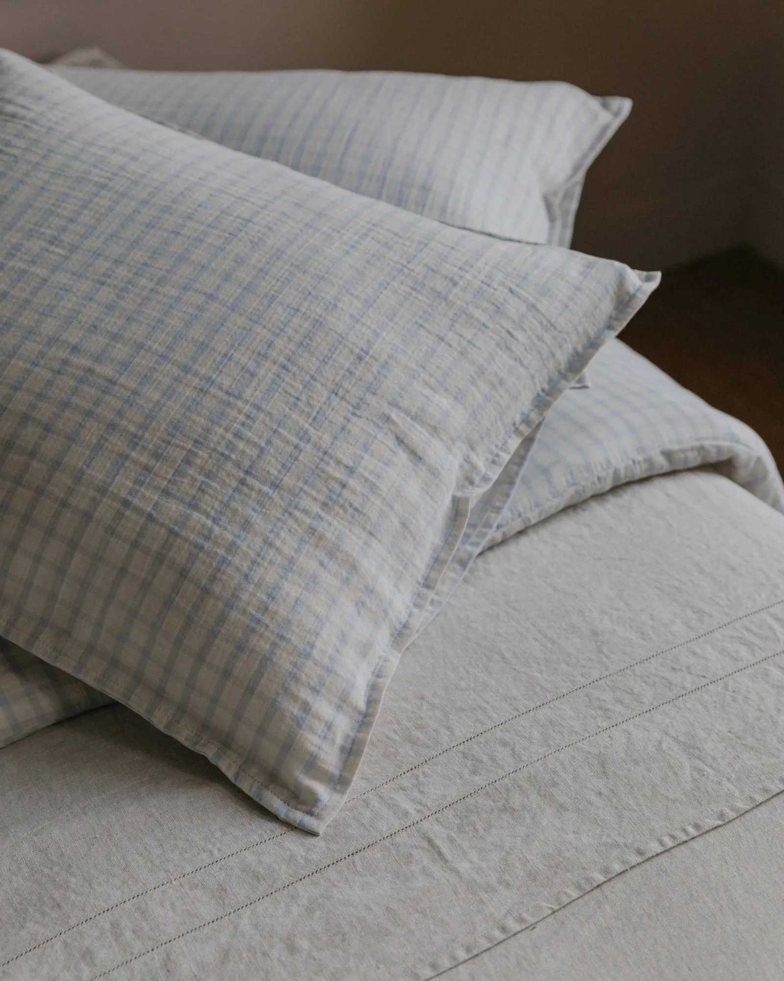 Gingham Sky Blue muslin pillowcase, Sky 50x60 cm Garbo&Friends