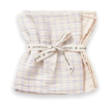 Gingham Sky Blue Muslin small blanket 2 parts - 60x60 cm - Garbo&Friends