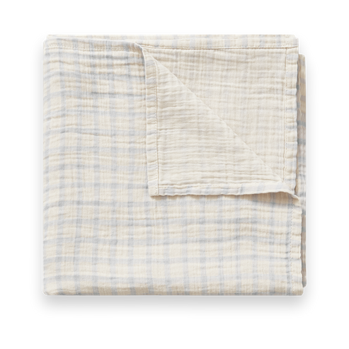 Garbo&Friends Gingham Sky Blue Muslin swaddle blanket 110x110 cm