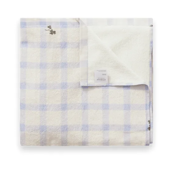 Garbo&Friends Gingham Sorrel Blue Terry bath towel 100x150 cm