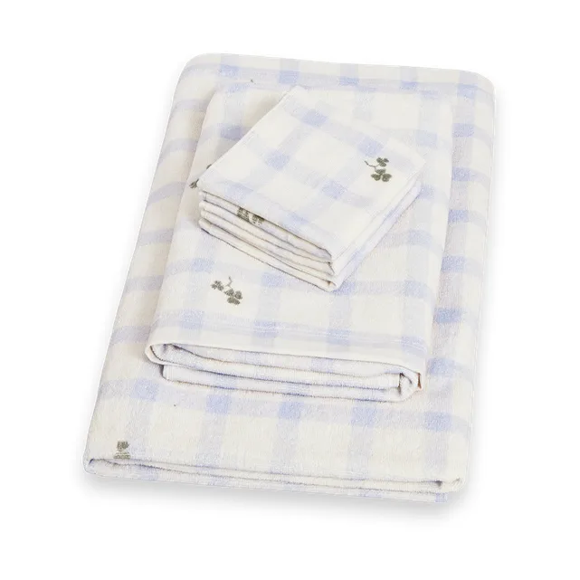 Gingham Sorrel Blue Terry bath towel, 70x140 cm Garbo&Friends