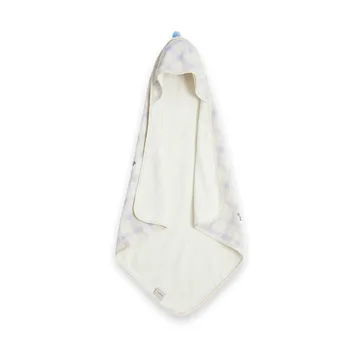 Gingham Sorrel Blue Terry hooded towel - 80x80 cm - Garbo&Friends