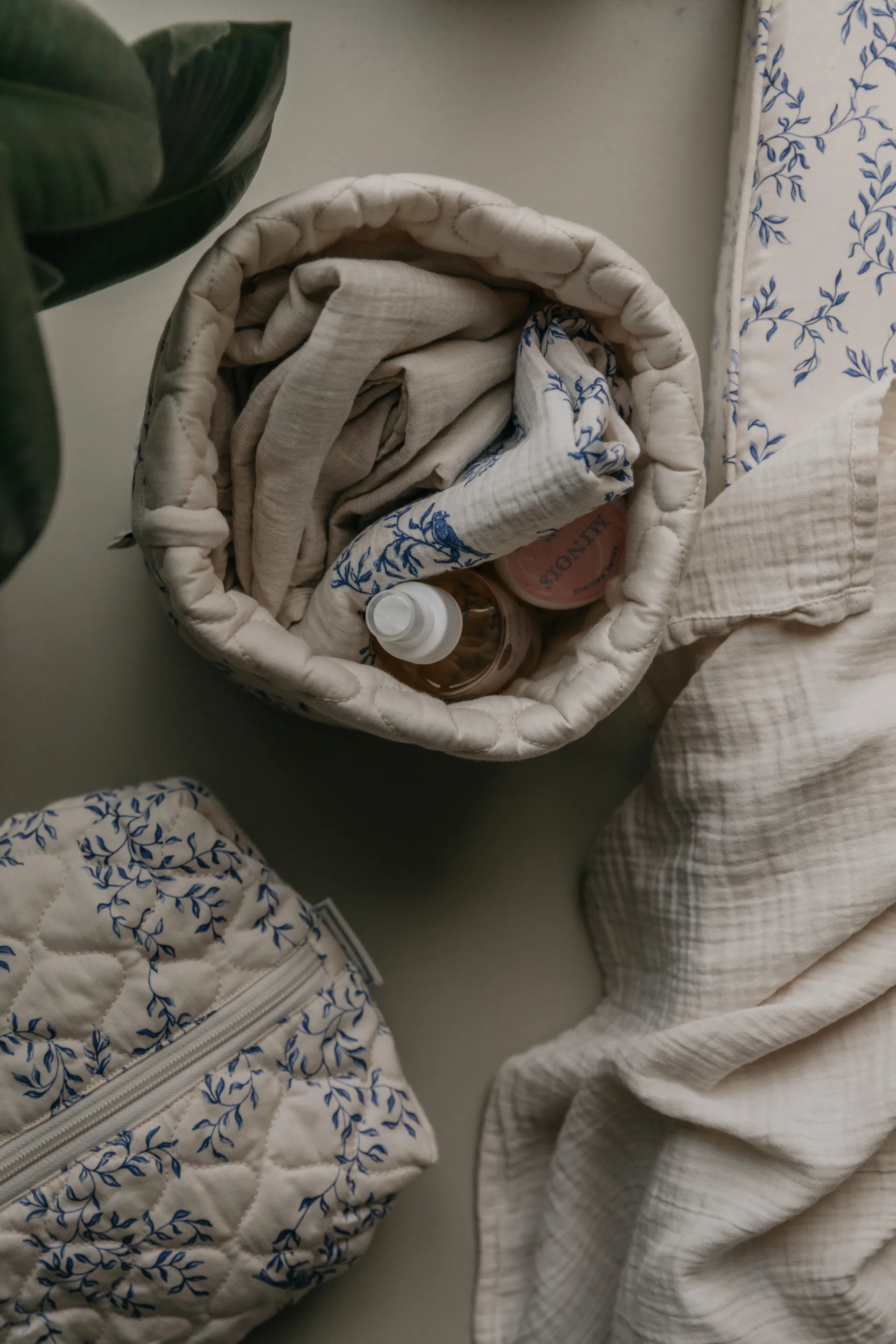 Jardim Satin quilted basket 2 pieces, 20xØ20 cm + 30xØ30 cm Garbo&Friends