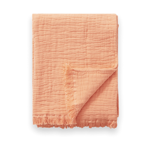 Garbo&Friends Lin Mellow blanket 110x110 cm Coral | Scandinavian Design | Cotton blankets & throws | Orange