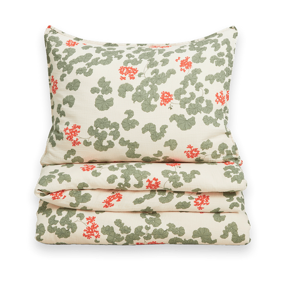 Pelargonium Muslin bedding set, 150x210 cm/50x60 cm Garbo&Friends
