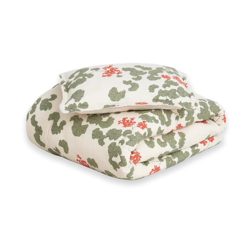 Pelargonium Muslin bedding set baby, 70x80 cm/28x35 cm Garbo&Friends