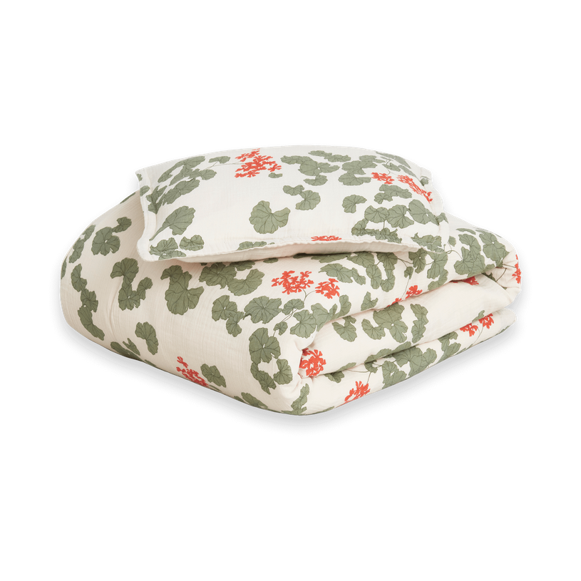 Garbo&Friends Pelargonium Muslin bedding set baby 70x80 cm/28x35 cm