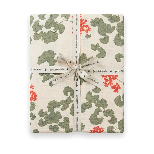 Pelargonium Muslin fitted sheet, 90x200x30 cm Garbo&Friends