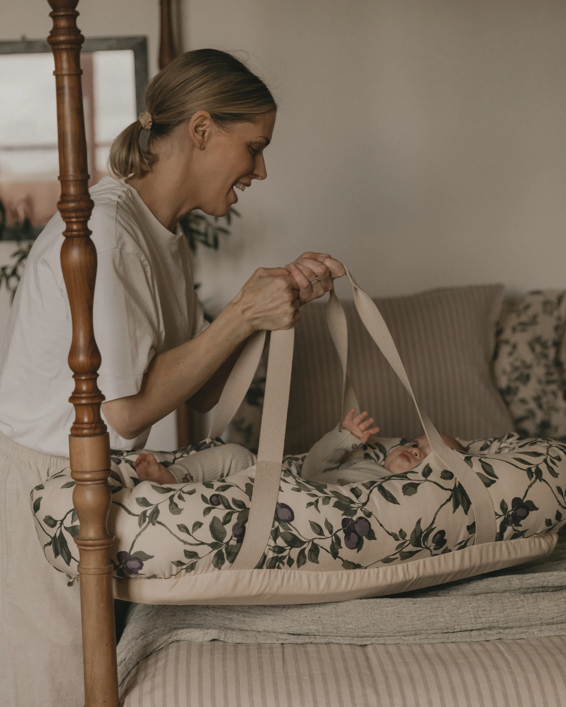 Plum satin quilted baby nest, 43x87x16cm Garbo&Friends