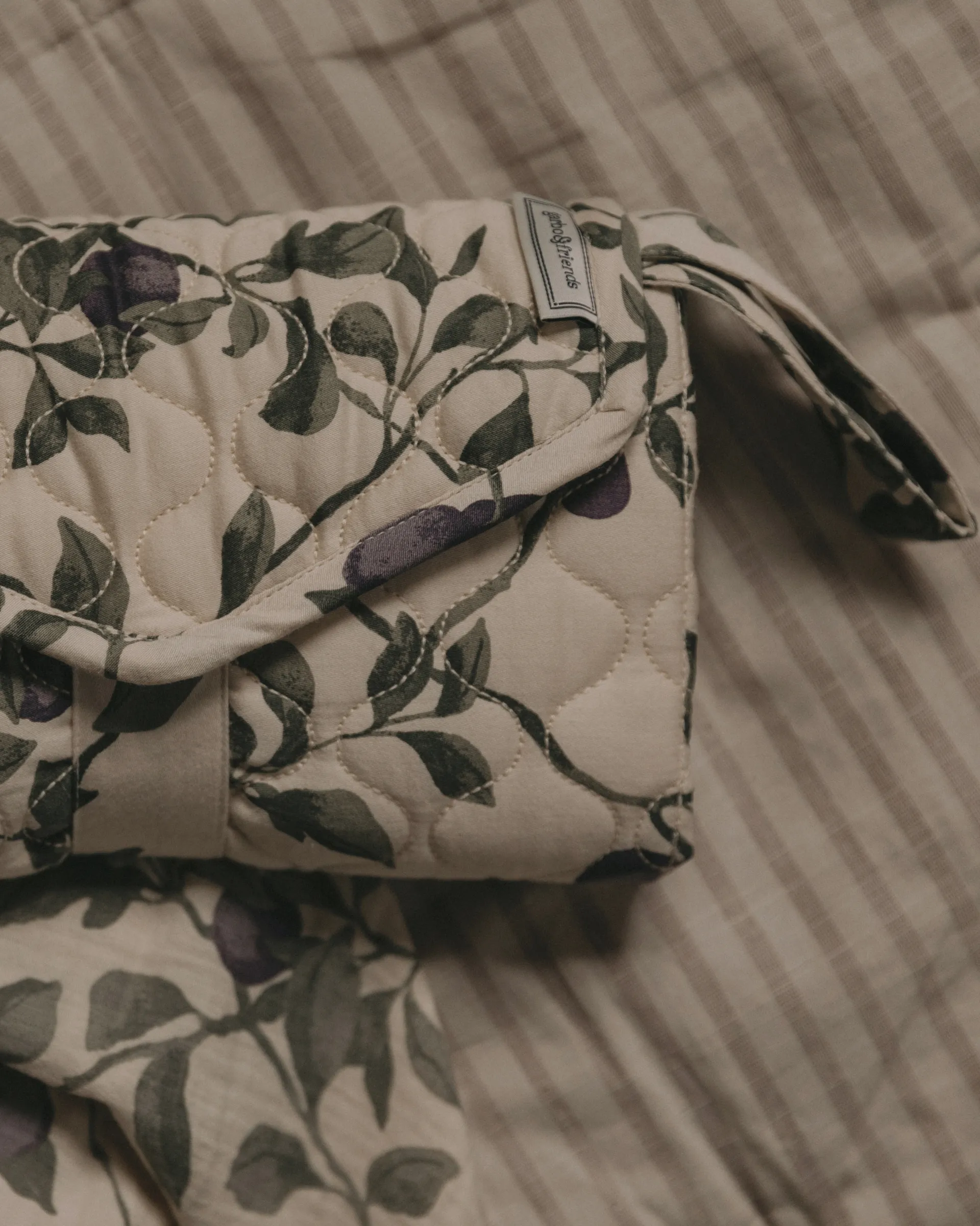 Plum satin quilted change to go, portable changing pad, 46x80 cm Garbo&Friends