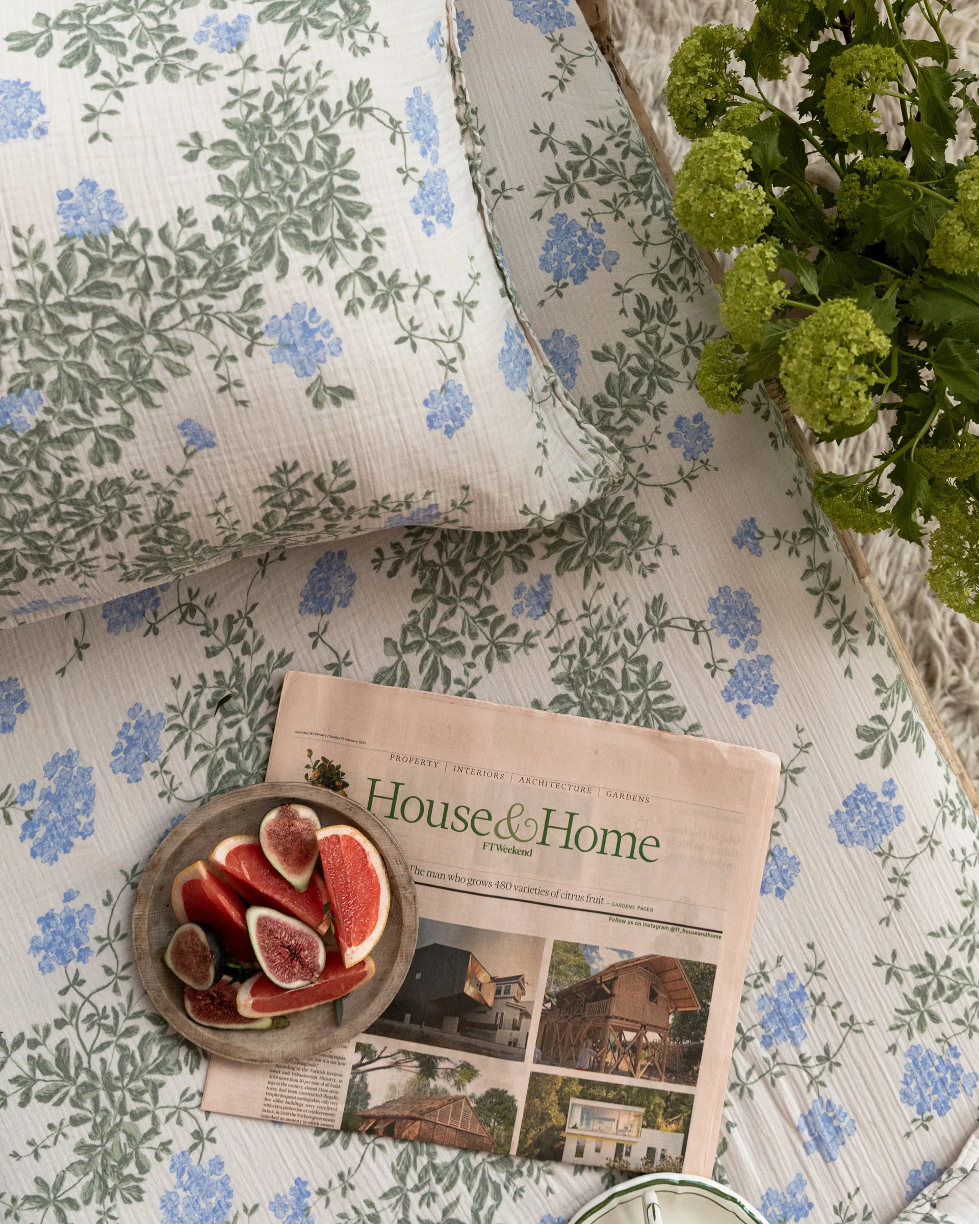 Plumbago Muslin fitted sheet, 90x200x30 cm Garbo&Friends