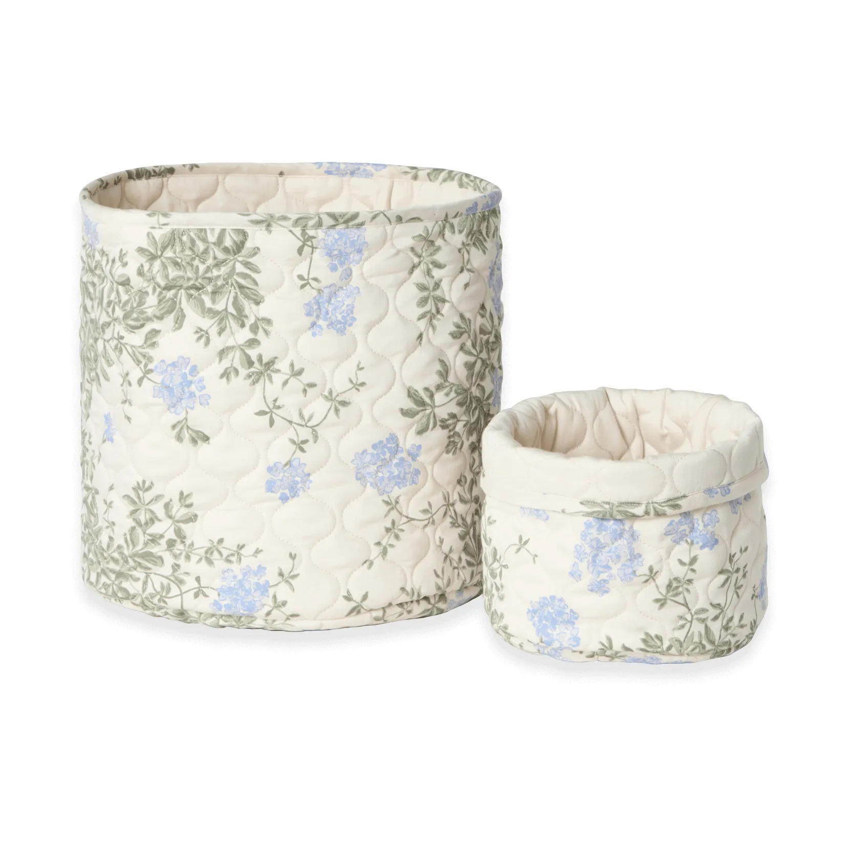 Plumbago Satin quilted basket 2 pieces, 20xØ20 cm + 30xØ30 cm Garbo&Friends