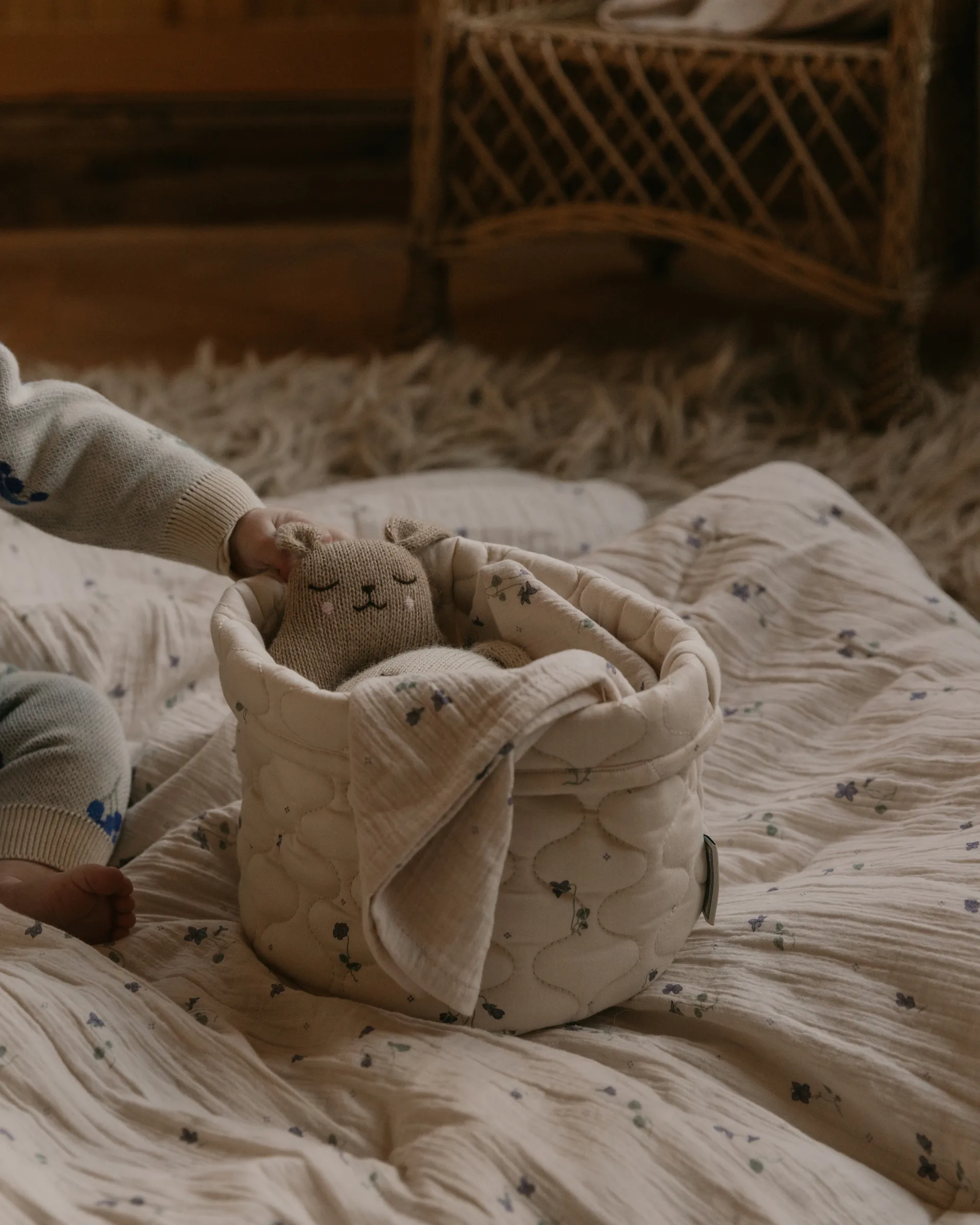 Viola Satin quilted basket 2 pieces, 20xØ20 cm + 30xØ30 cm Garbo&Friends