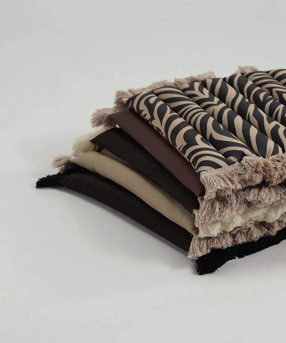 Garden Glory cushion with fringes, Black, off-white fringe, 38x40 cm Garden Glory