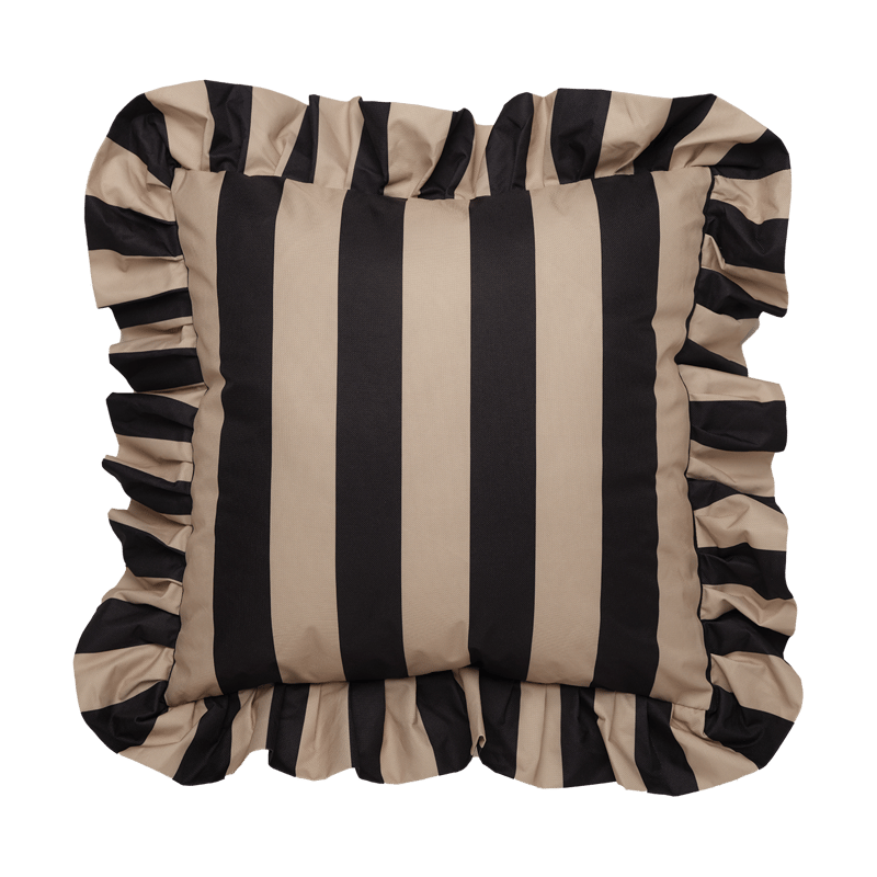 Garden Glory Garden Glory Outdoor cushion with frill 45x45 cm Black-beige