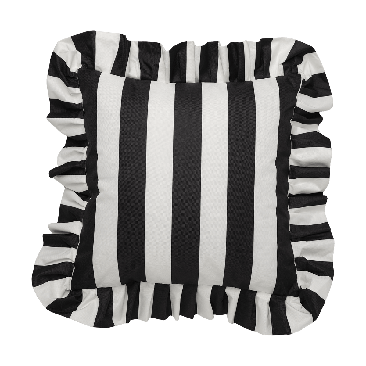 Garden Glory Outdoor cushion with frill 45x45 cm Black-white