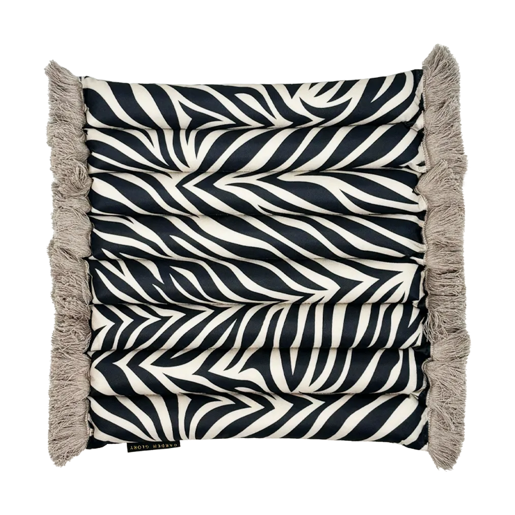 Garden Glory Outdoor seat cushion, Zebra fringe Garden Glory