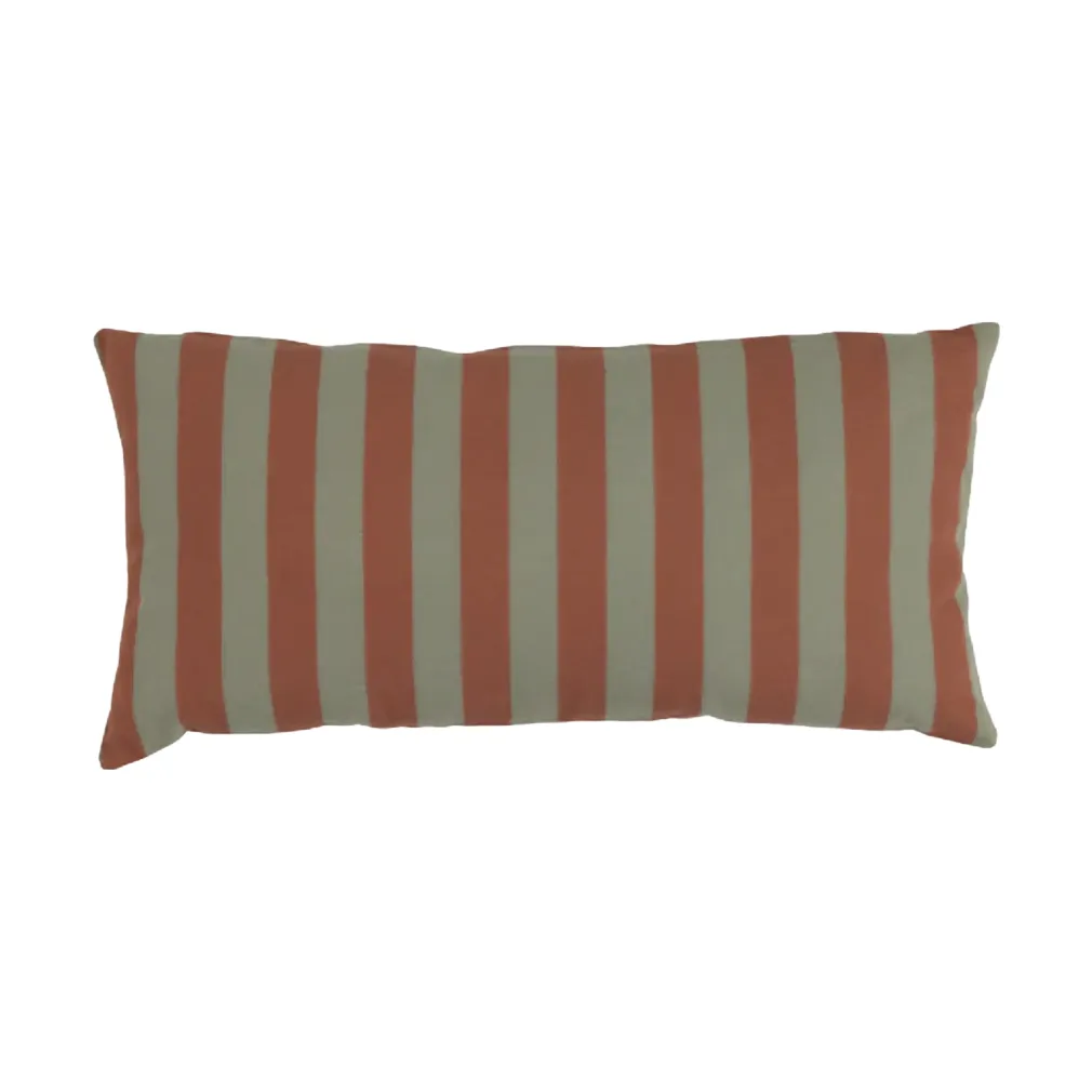 Garden Glory striped cushion, Eucalyptus green-terracotta, 25x50 cm Garden Glory