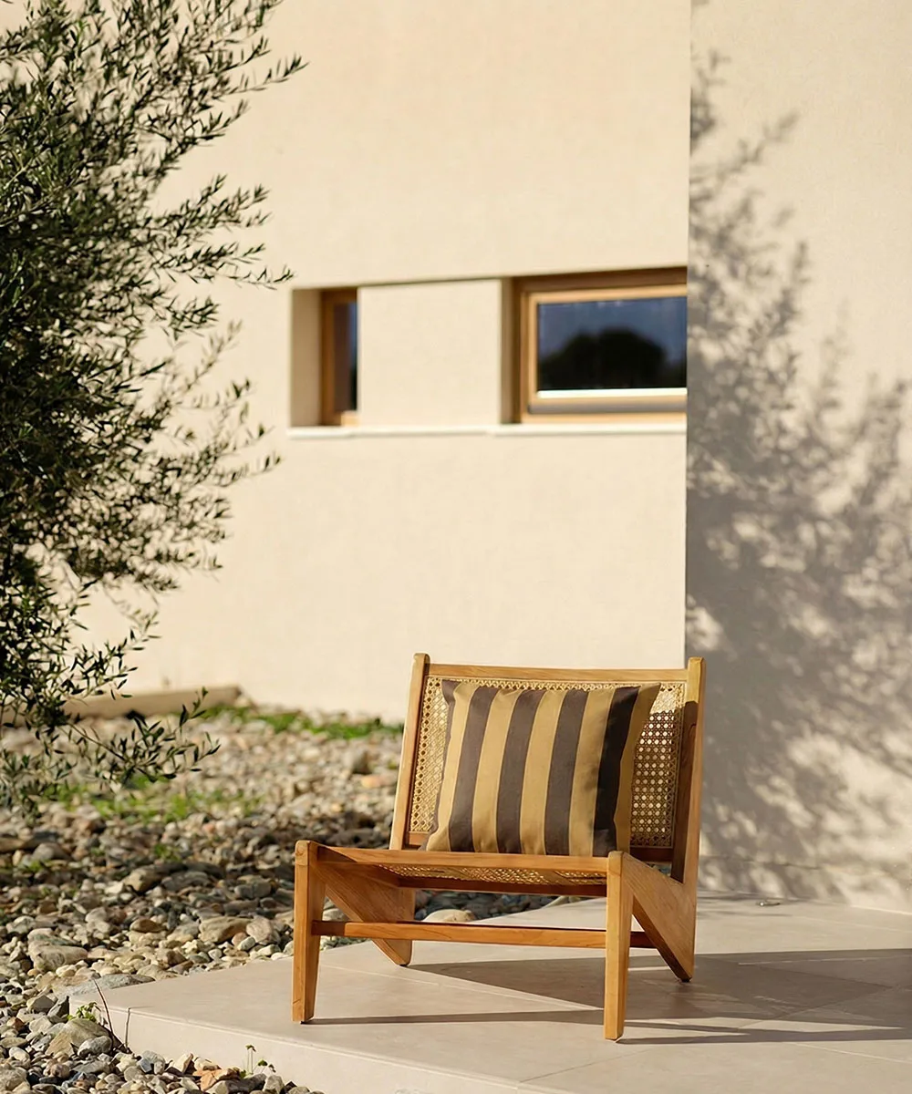 Garden Glory striped cushion, Saffron yellow-brown, 50x50 cm Garden Glory