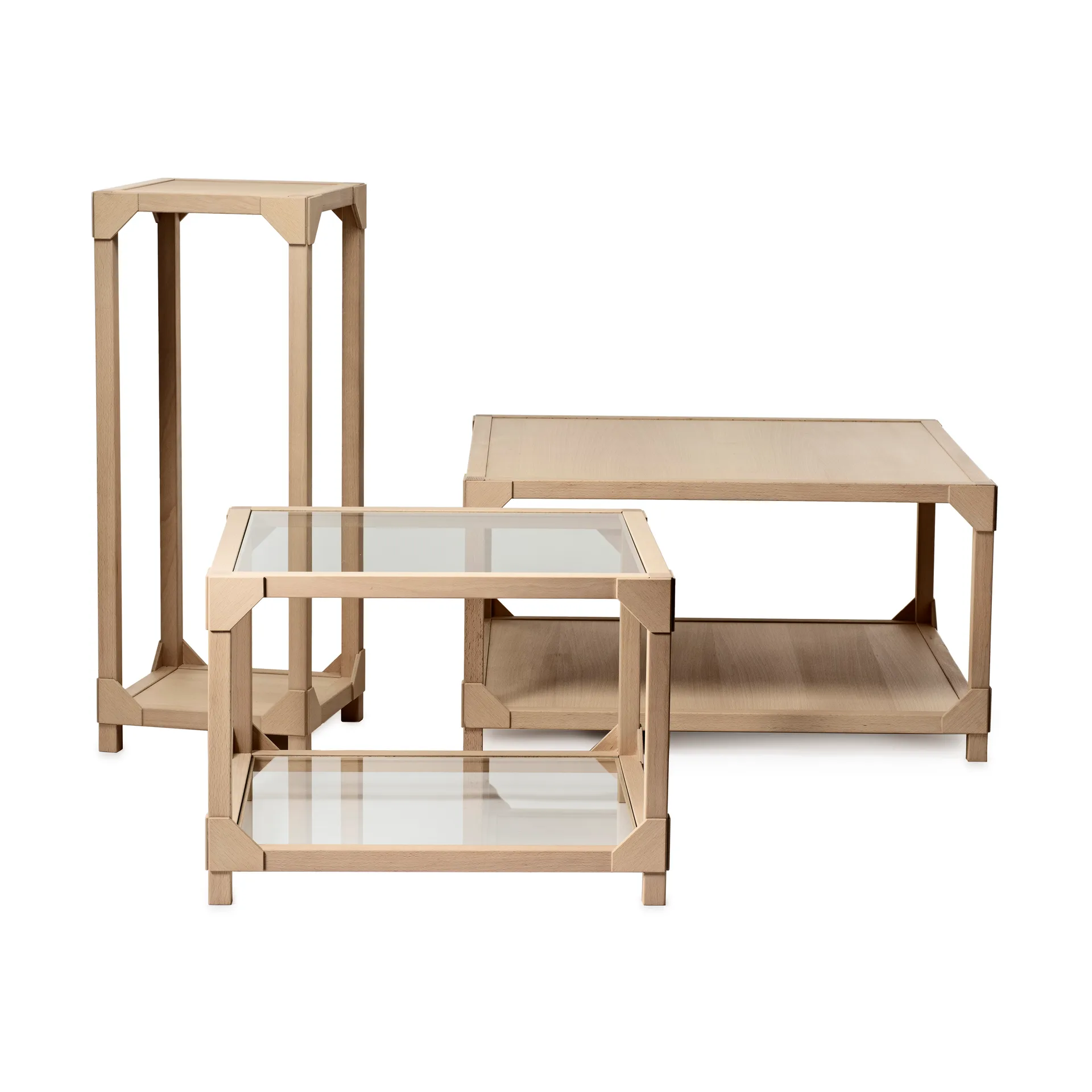 Bleck coffee table 55x55 cm glass, Beech-natural Gärsnäs