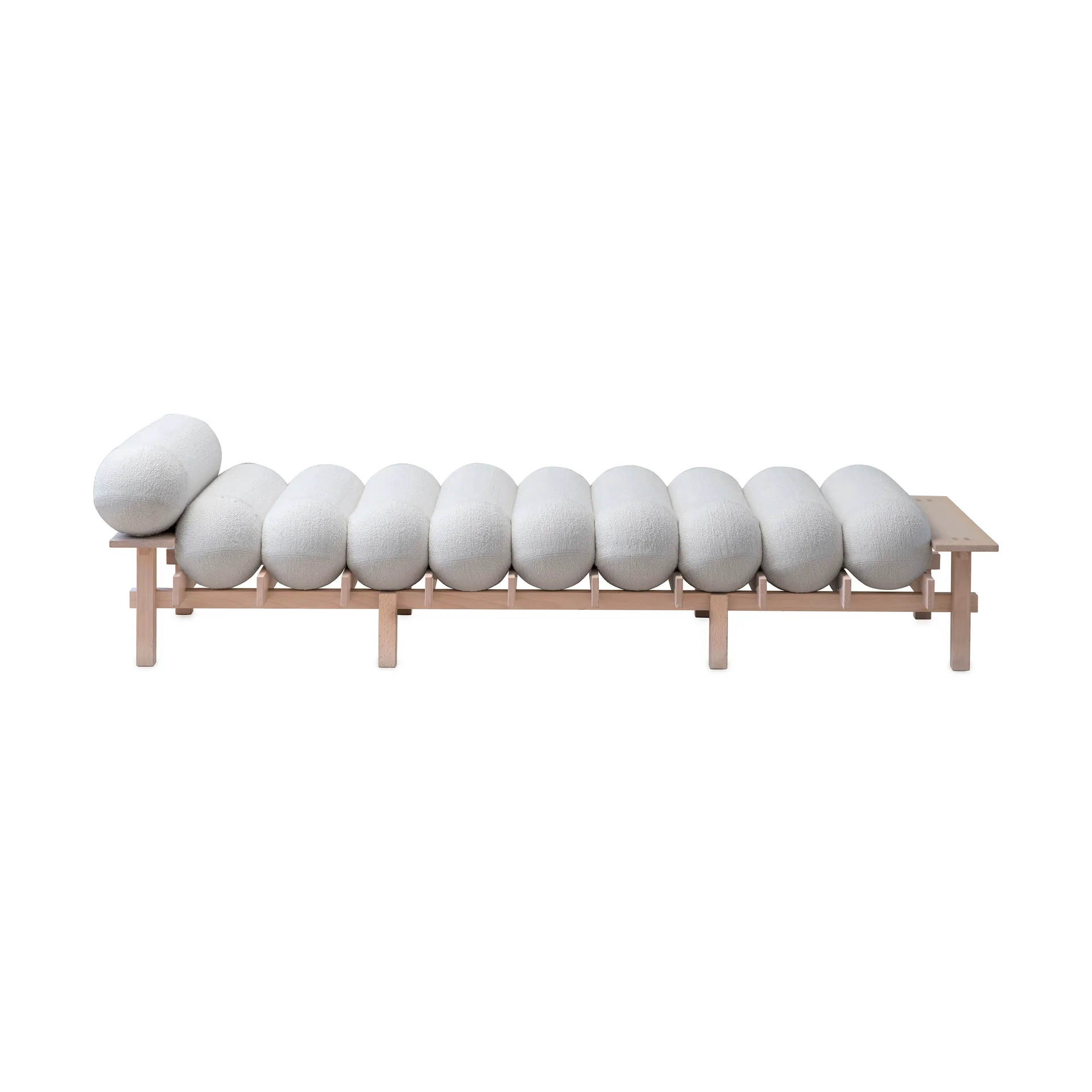 Dag daybed, Beech-Barnum bouclé 01 Off white Gärsnäs