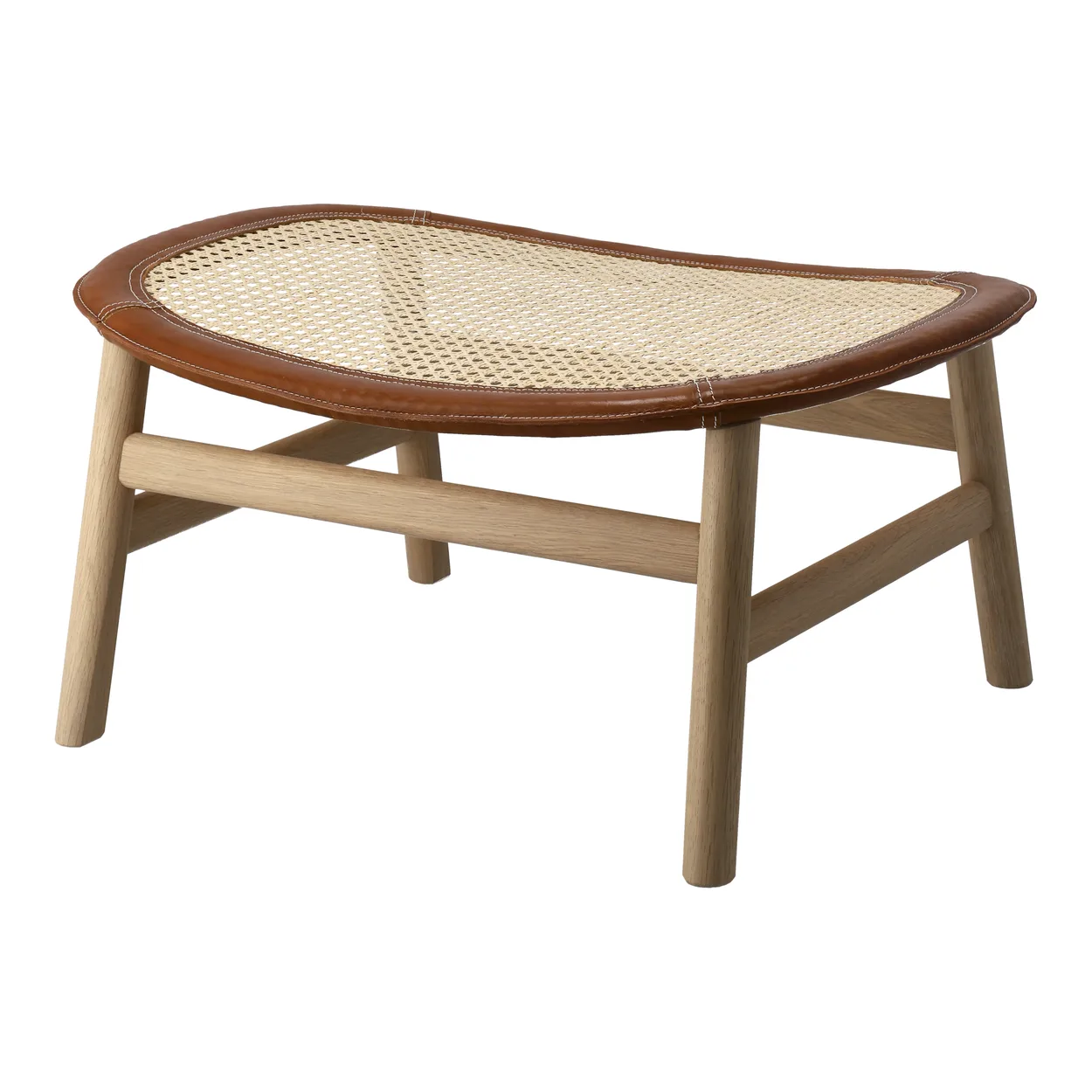 Gärsnäs Dandy footstool Oak-natural-Tärnsjö leather cognac