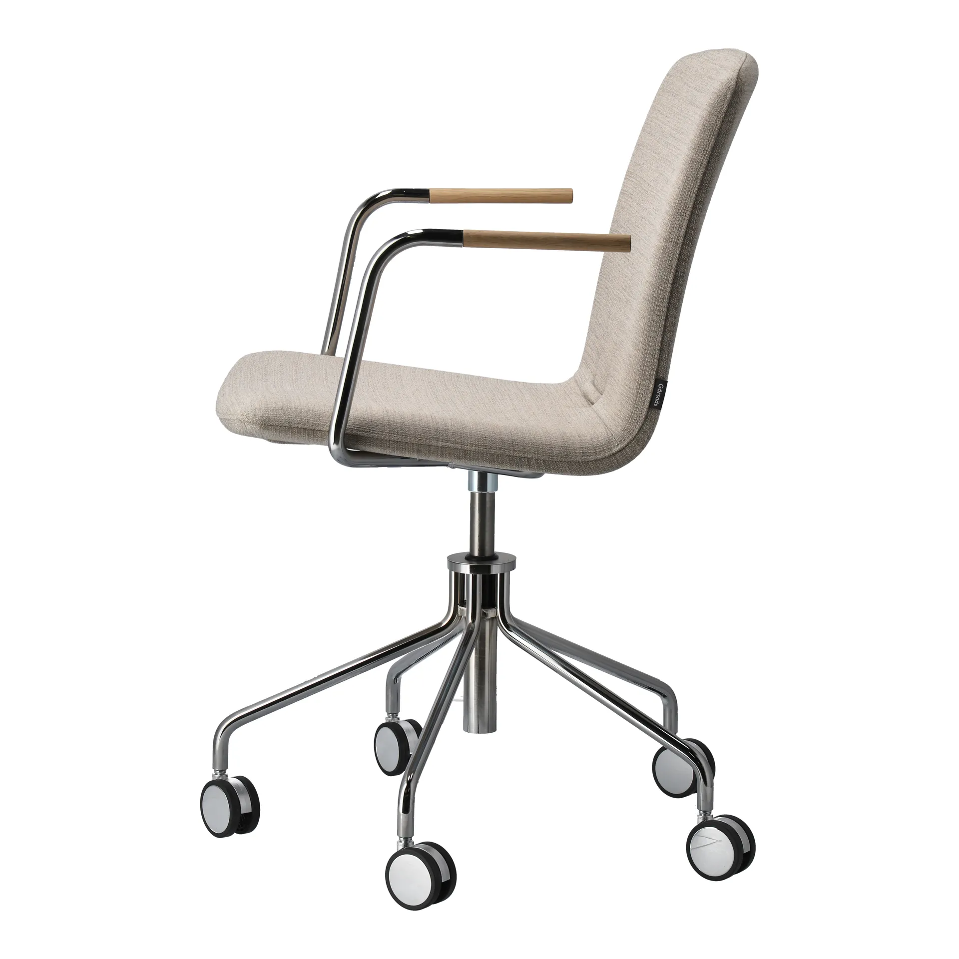 Day armchair swivel stand chrome, Oak-natural-H&S-fabric foss 0212 Gärsnäs