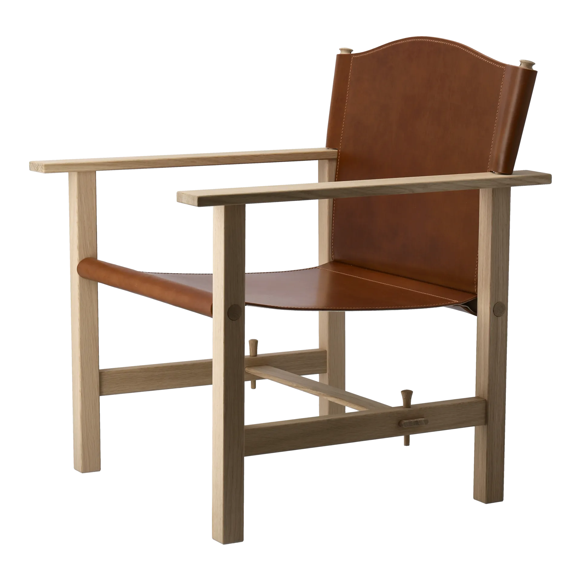 Ferdinand armchair, Oak-untreated-Tärnsjö leather cognac Gärsnäs