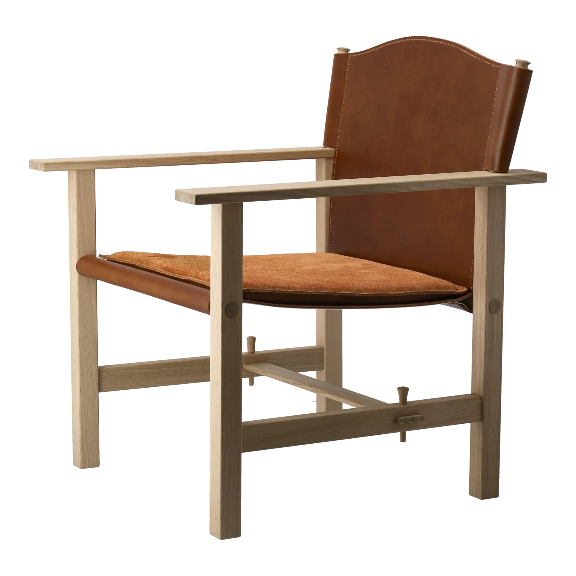 Ferdinand armchair, Oak-untreated-Tärnsjö leather cognac Gärsnäs