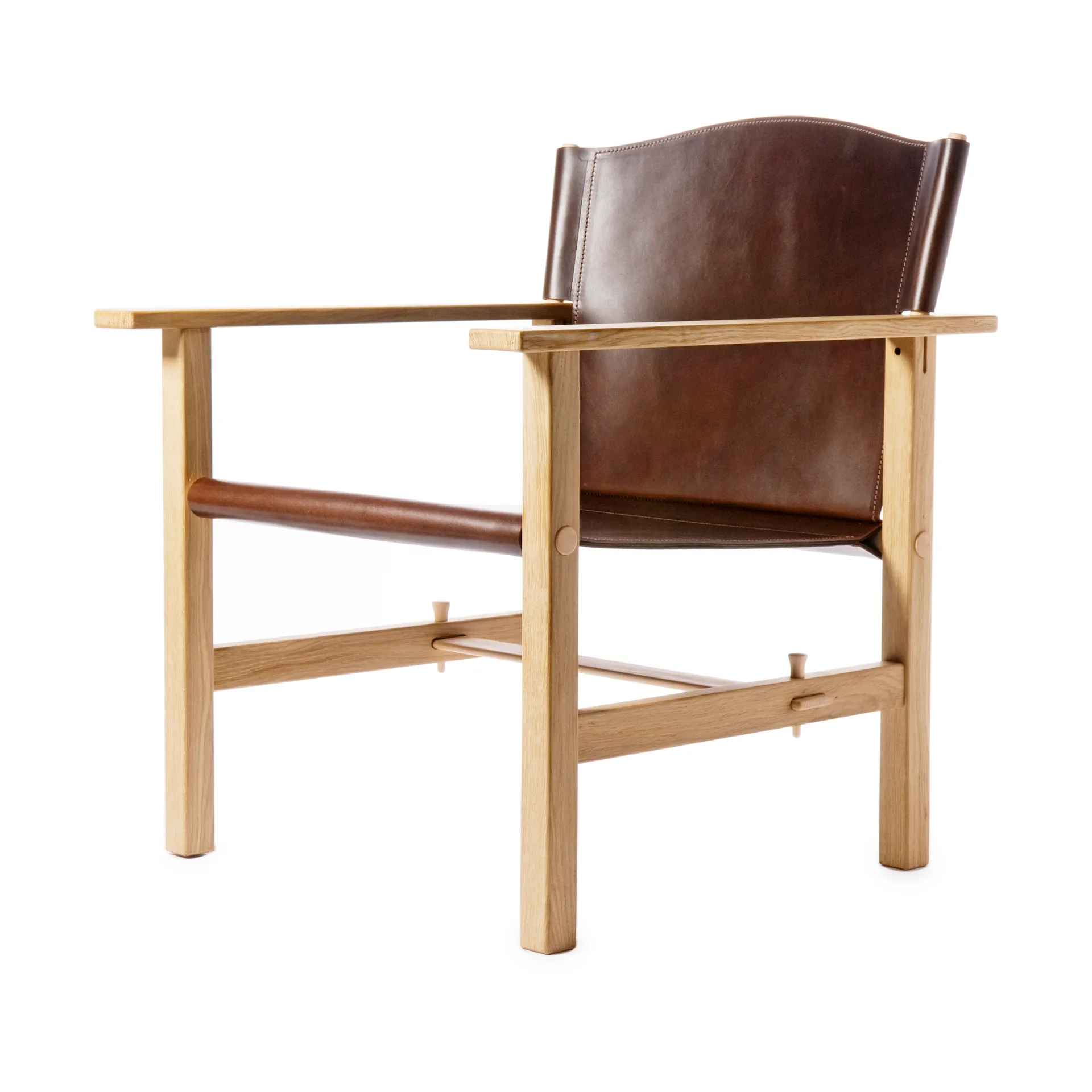 Ferdinand armchair, Oak-untreated-Tärnsjö leather dark brown Gärsnäs