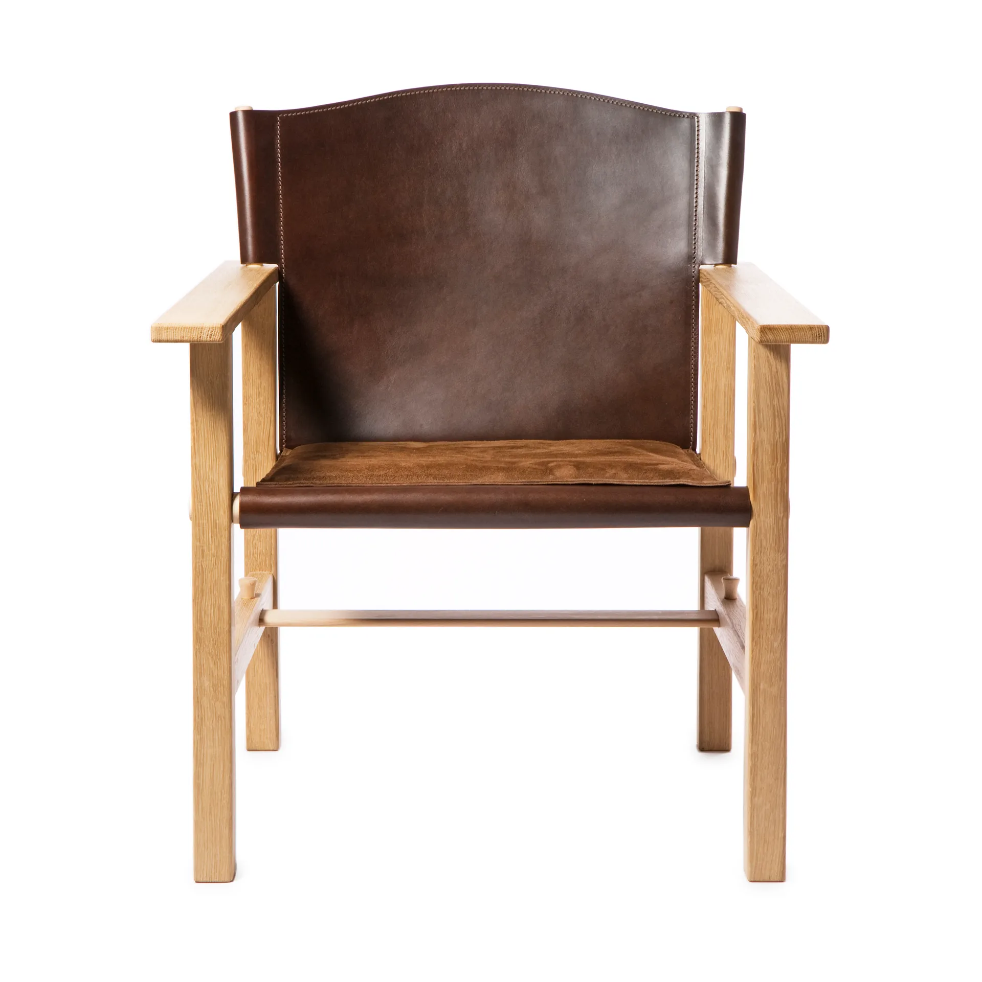 Ferdinand armchair, Oak-untreated-Tärnsjö leather dark brown Gärsnäs