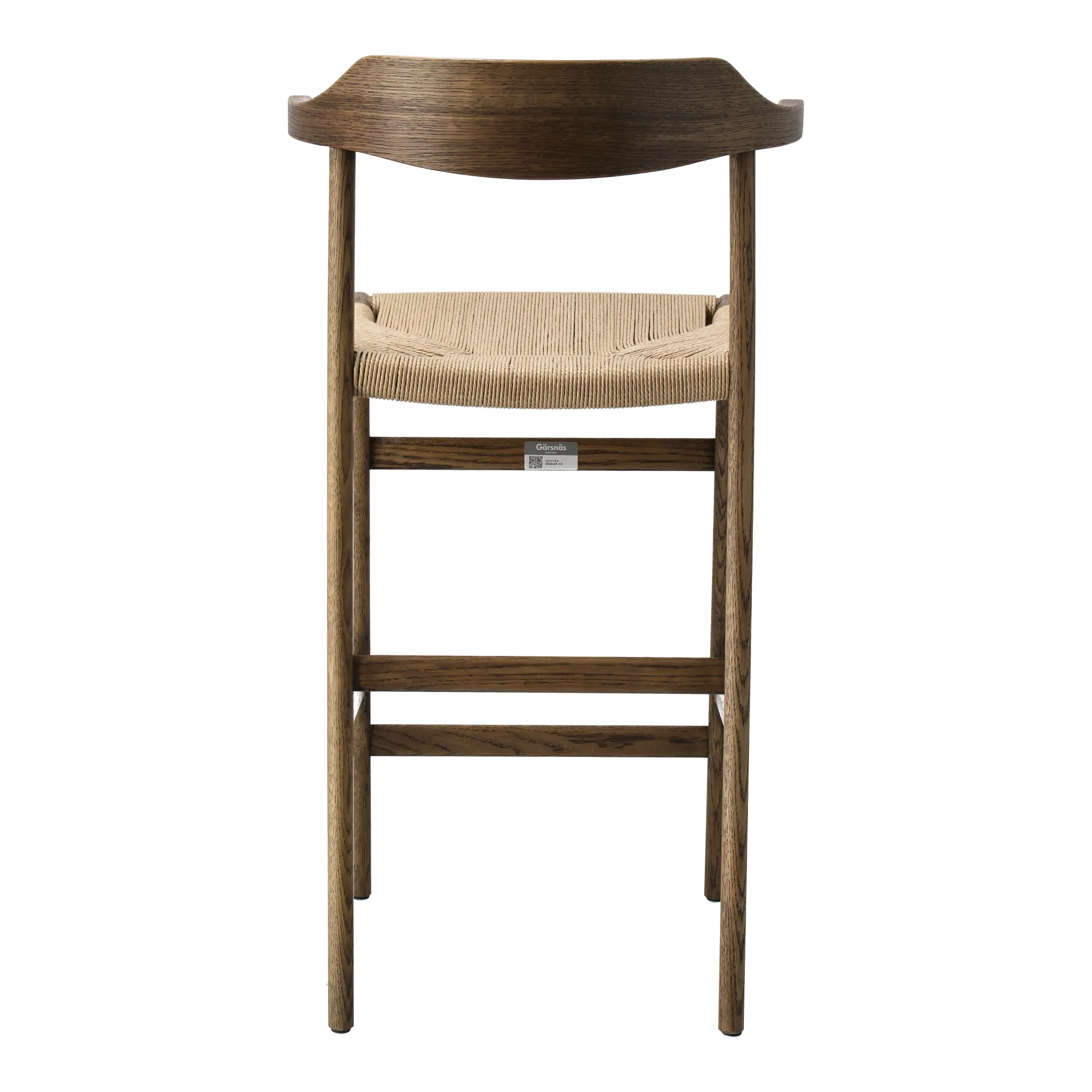 Hedda bar stool, Oak-black-paper cord natural Gärsnäs