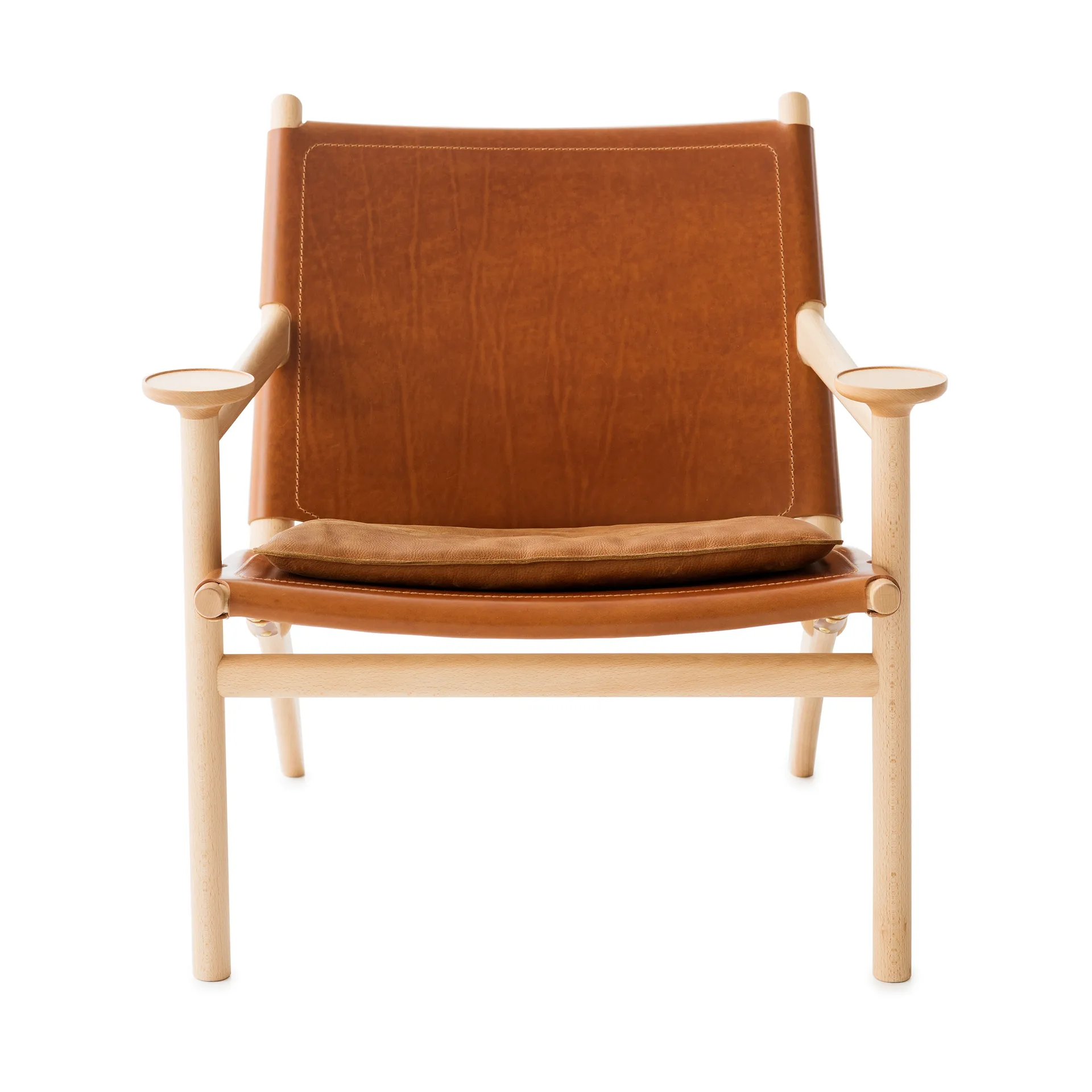 Hedwig armchair, Beech-white-Tärnsjö leather cognac Gärsnäs