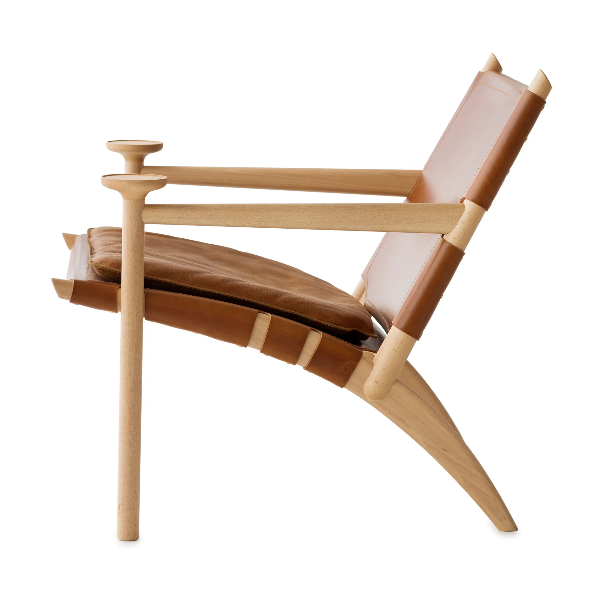 Hedwig armchair, Beech-white-Tärnsjö leather cognac Gärsnäs