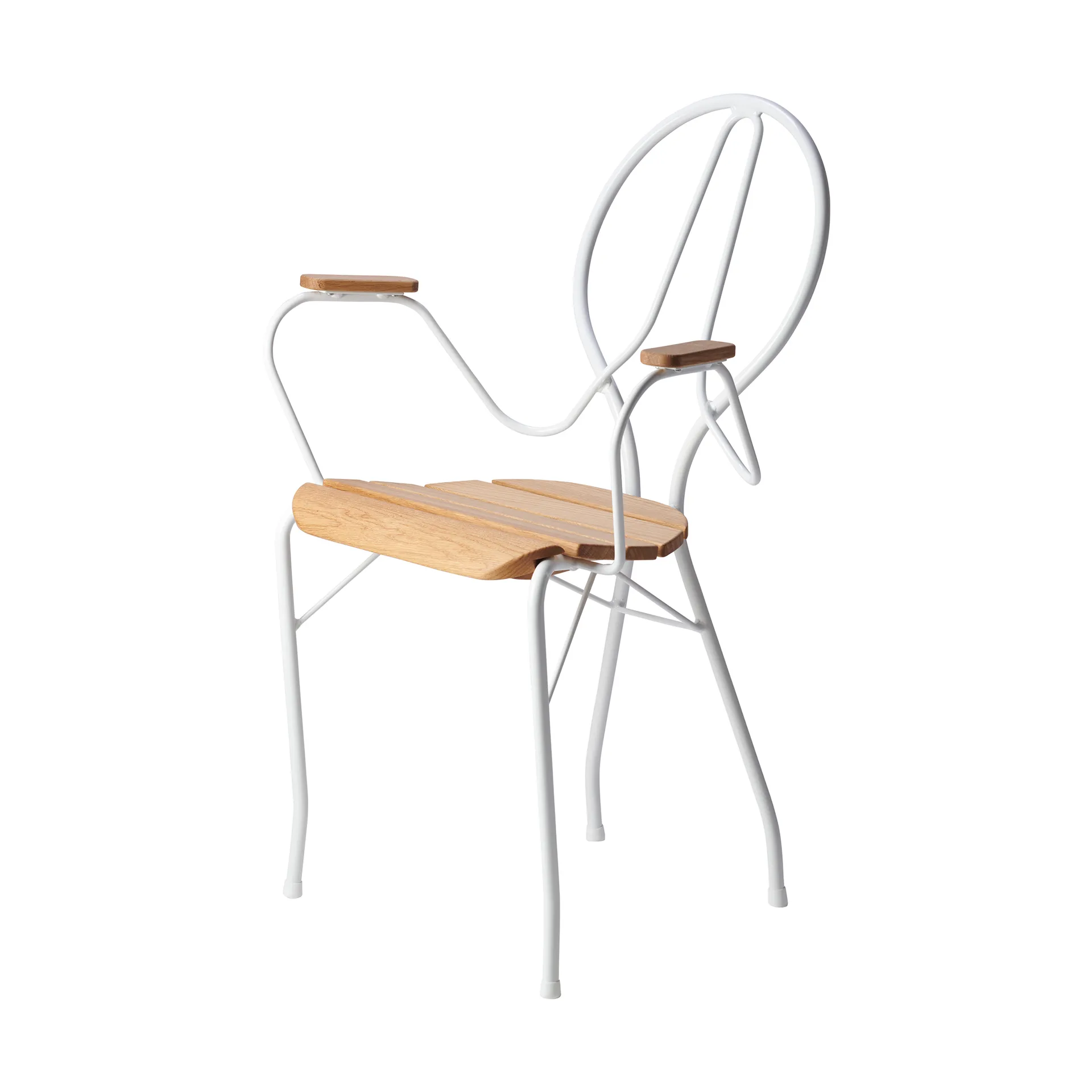 Pia armchair, White lacquered steel frame-oiled oak Gärsnäs