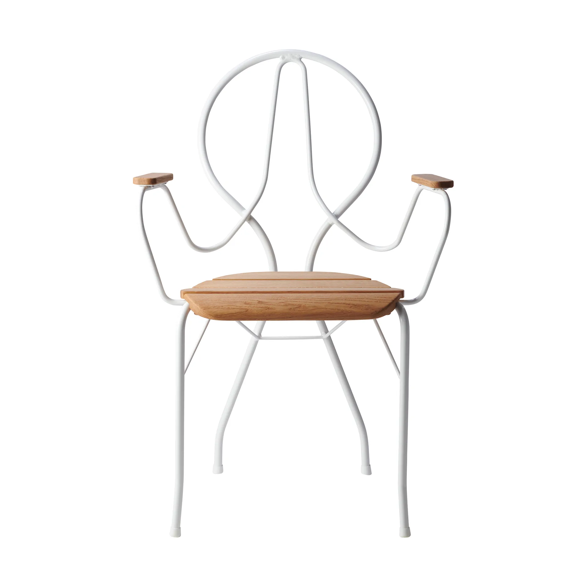 Pia armchair, White lacquered steel frame-oiled oak Gärsnäs