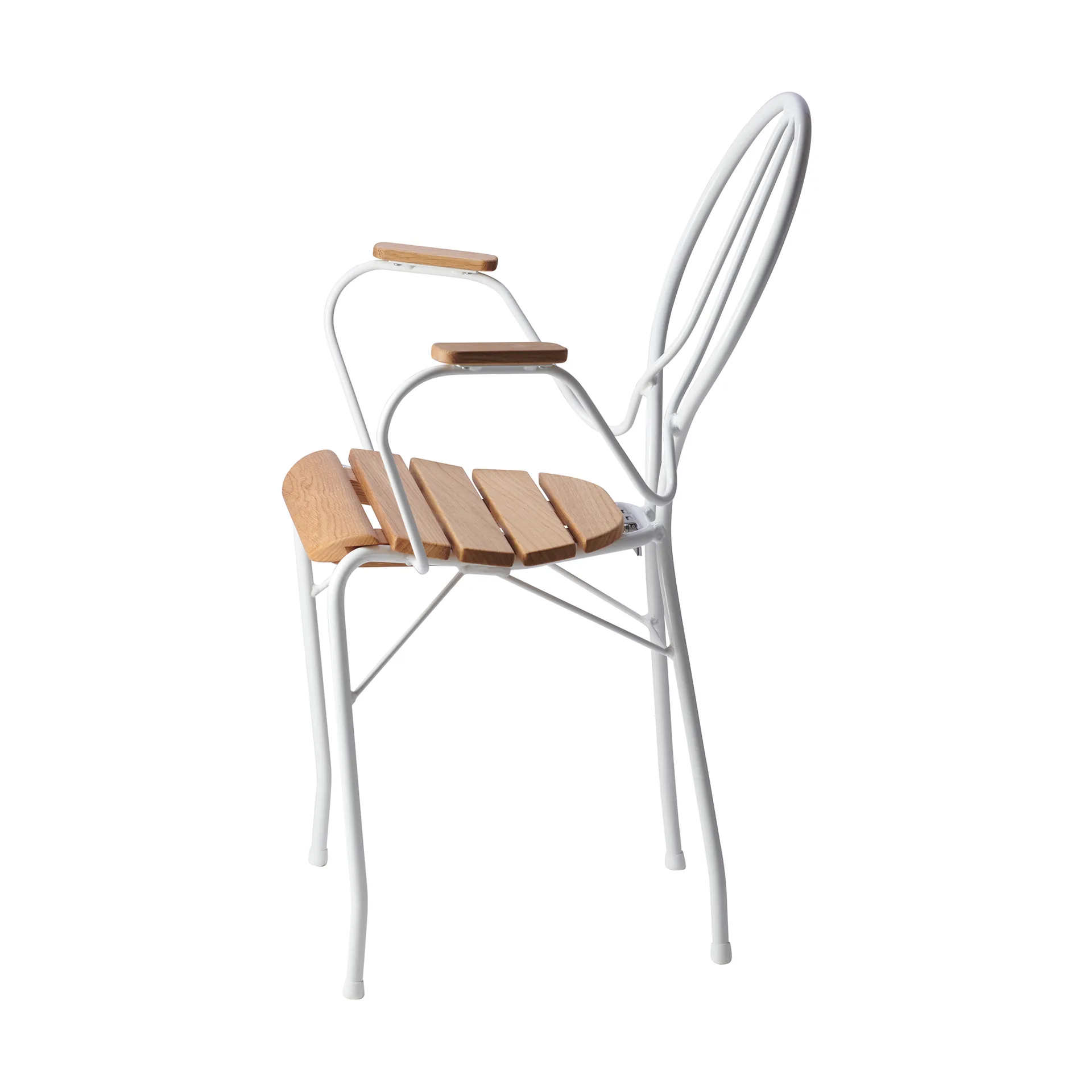 Pia armchair, White lacquered steel frame-oiled oak Gärsnäs